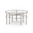 Pemberly Row 2 Piece Nested Metal & Glass Coffee Table in Satin Nickel and Gray
