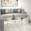 Pemberly Row 2 Piece Nested Metal & Glass Coffee Table in Satin Nickel and Gray