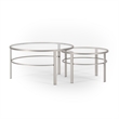 Pemberly Row 2 Piece Nested Metal & Glass Coffee Table in Satin Nickel and Gray