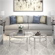 Pemberly Row 2 Piece Nested Metal & Glass Coffee Table in Satin Nickel and Gray