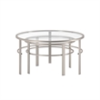 Pemberly Row 2 Piece Nested Metal & Glass Coffee Table in Satin Nickel and Gray