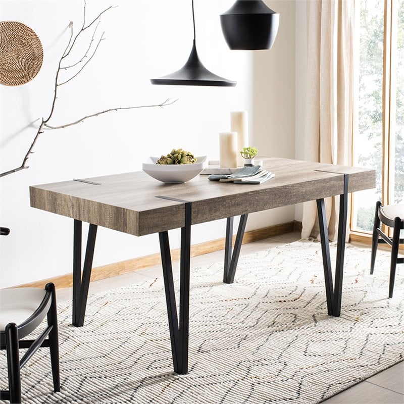 Pemberly Row Modern / Contemporary Dining Table in Gray and Black