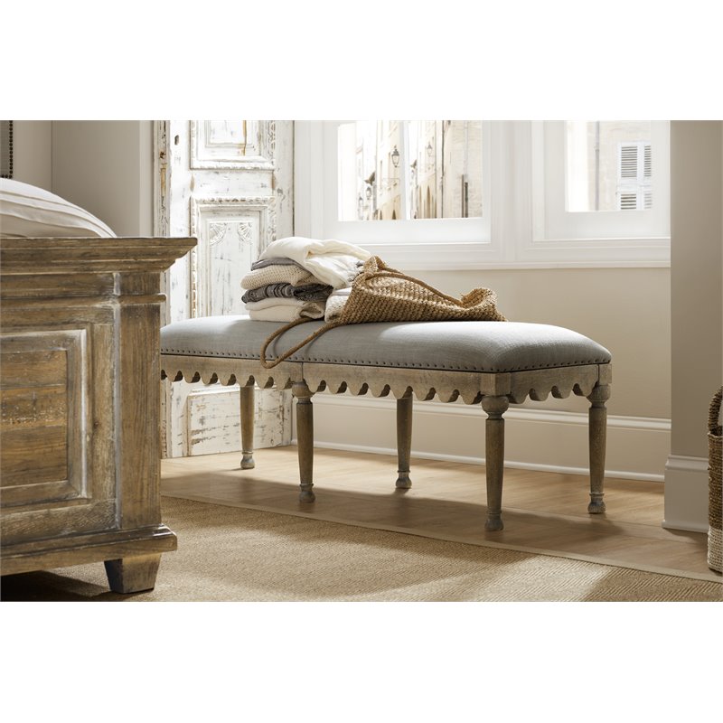 Pemberly Row Contemporary Bed Bench with Bronze Nailhead Trim