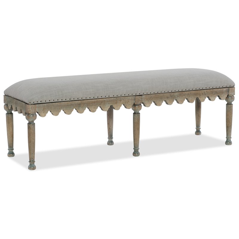 Pemberly Row Contemporary Bed Bench with Bronze Nailhead Trim