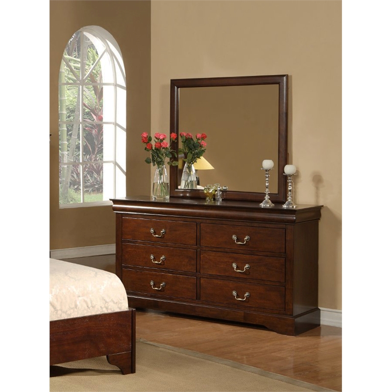 Pemberly Row Modern 6 Drawer Wood Dresser in Cappuccino (Brown)