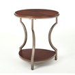 Pemberly Row Modern Cherry Finish Wood and Metal Round End Table