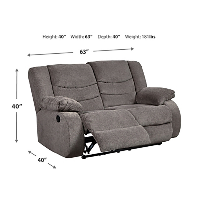 Pemberly Row Modern / Contemporary Reclining Loveseat in Gray