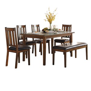 Pemberly Row Contemporary 6 Piece Wood Dining Set in Espresso