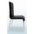 Pemberly Row Faux Leather and Chrome Dining Side Chair in Black (Set of 4)
