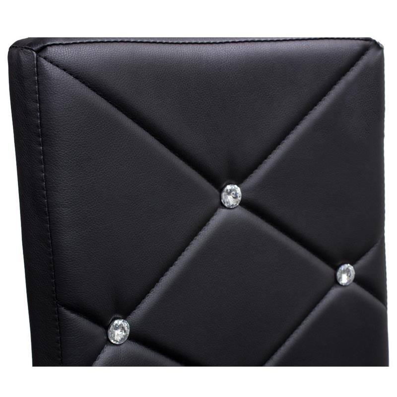 Pemberly Row Faux Leather and Chrome Dining Side Chair in Black (Set of 4)