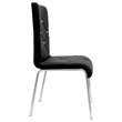 Pemberly Row Faux Leather and Chrome Dining Side Chair in Black (Set of 4)