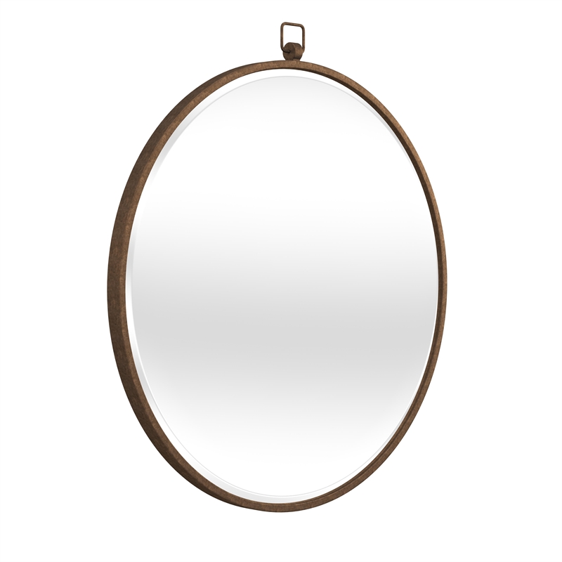Pemberly Row Contemporary Metal Wall Mirror in Antique Bronze