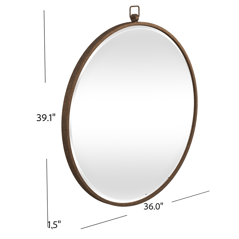 Pemberly Row Contemporary Metal Wall Mirror in Antique Bronze