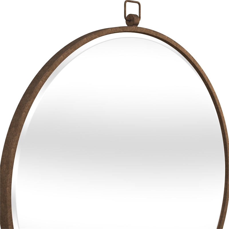 Pemberly Row Contemporary Metal Wall Mirror in Antique Bronze