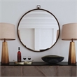 Pemberly Row Contemporary Metal Wall Mirror in Antique Bronze