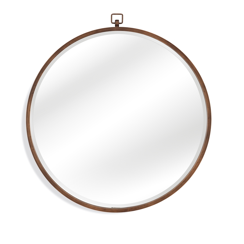 Pemberly Row Contemporary Metal Wall Mirror in Antique Bronze