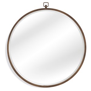 Pemberly Row Contemporary Metal Wall Mirror in Antique Bronze