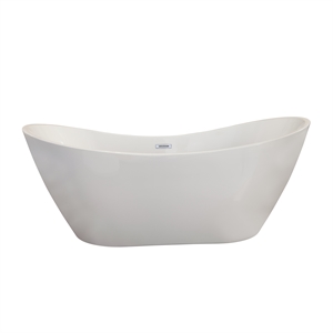 Pemberly Row 70&quot x 32&quot Freestanding Soaking Acrylic Bathtub in White