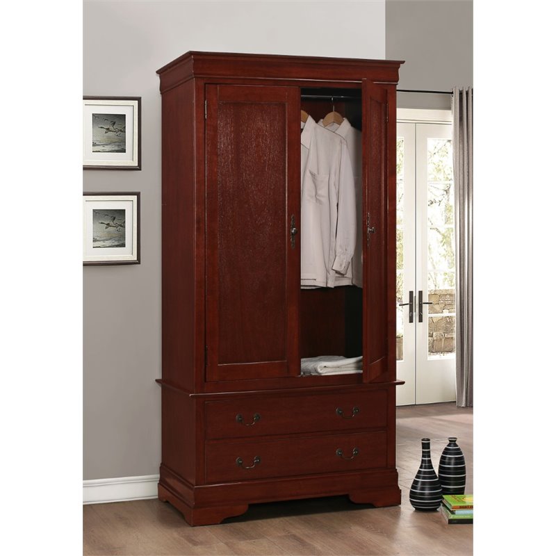 Pemberly Row Modern / Contemporary 2 Drawer Armoire in Cherry