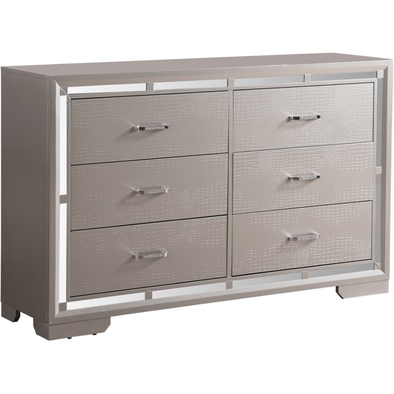 Pemberly Row Modern / Contemporary Dresser in Silver Champagne