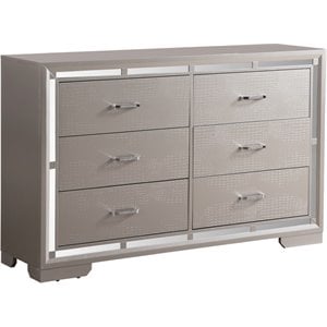 pemberly row modern / contemporary dresser in silver champagne