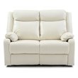 Pemberly Row Faux Leather Double Reclining Loveseat in Pearl