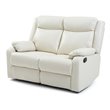 Pemberly Row Faux Leather Double Reclining Loveseat in Pearl