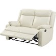 Pemberly Row Faux Leather Double Reclining Loveseat in Pearl