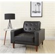 Pemberly Row Contemporary Faux Leather Convertible Chair in Black