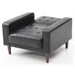 Pemberly Row Contemporary Faux Leather Convertible Chair in Black