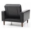 Pemberly Row Contemporary Faux Leather Convertible Chair in Black