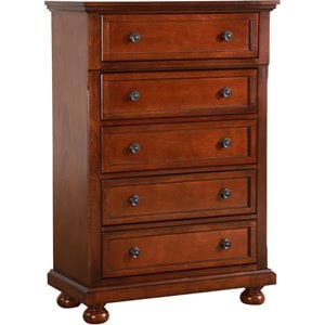 Pemberly Row 53&quotH x 36&quotW x 18&quotD Contemporary 5 Drawer Chest in Cherry