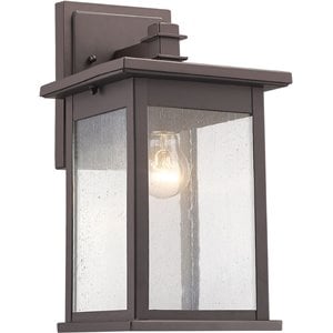 Pemberly Row Transitional 1 Light Rubbed Bronze Outdoor Wall Sconce 14&quot Height