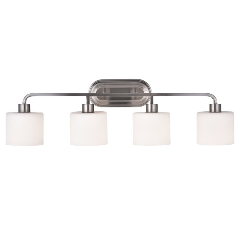 Pemberly Row Transitional 4 Light Brushed Nickel Bath Vanity Light 34