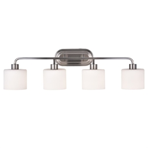 Pemberly Row Transitional 4 Light Brushed Nickel Bath Vanity Light 34&quot Wide