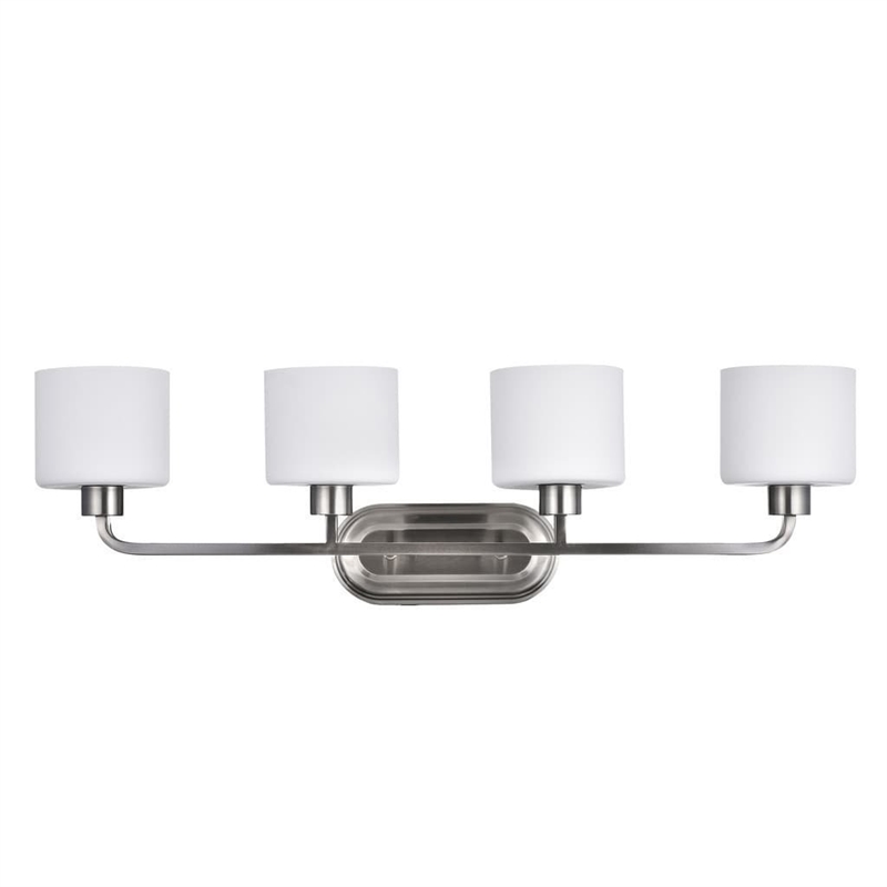 Pemberly Row Transitional 4 Light Brushed Nickel Bath Vanity Light 34