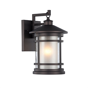 Pemberly Row Transitional 1 Light Rubbed Bronze Outdoor Wall Sconce 14&quot Height