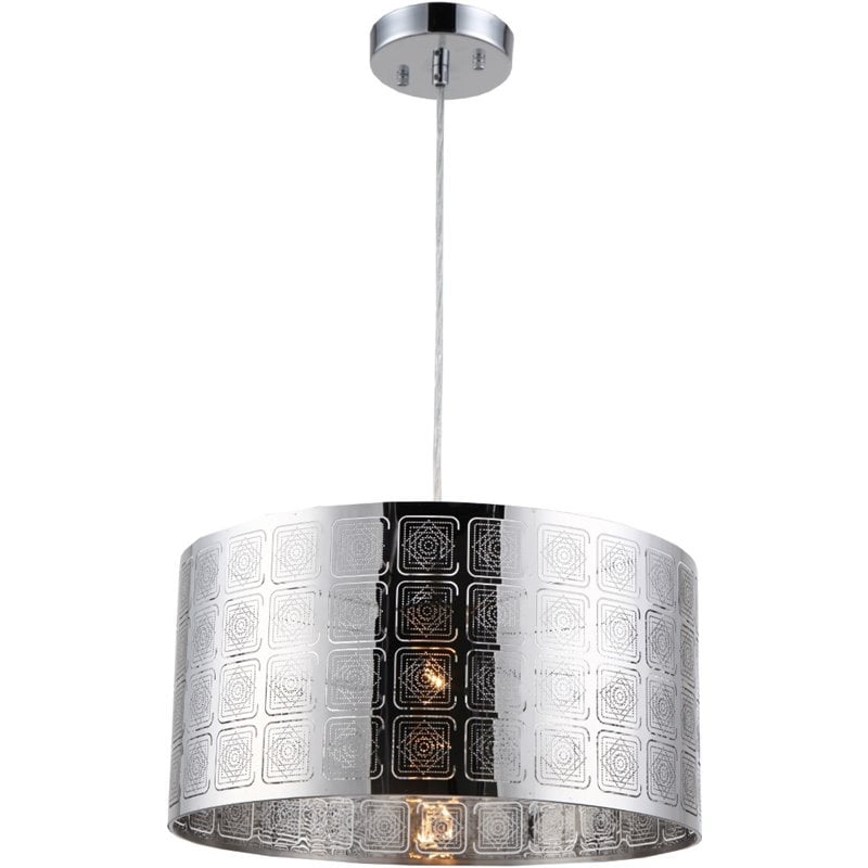 Pemberly Row Farmhouse 1 Light Chrome Ceiling Pendant 15