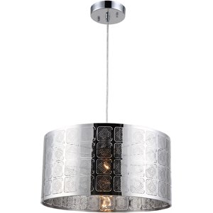 Pemberly Row Farmhouse 1 Light Chrome Ceiling Pendant 15&quot Wide