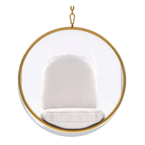Pemberly Row 42&quot Vinyl and Steel Hanging Bubble Chair in Gold