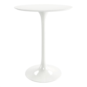 Pemberly Row 32&quot Round Mid-Century Fiberglass and Metal Bar Table in White
