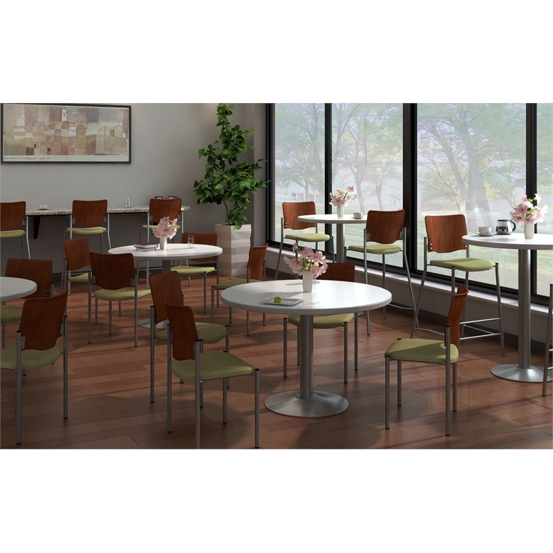 Pemberly Row Guest Chair - Arms - Casters - Black vinyl - Wood Back