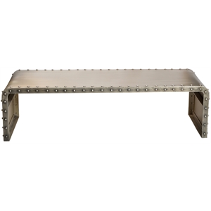 Pemberly Row Cast Iron Cocktail Table in Gold Featuring Studded Detailing