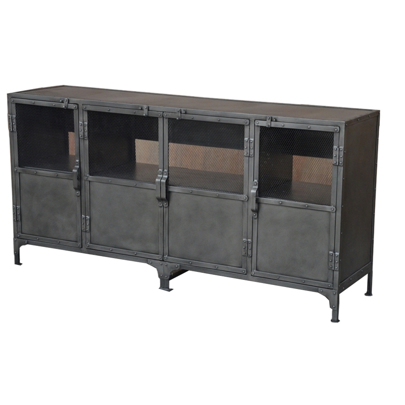 Pemberly Row Modern / Contemporary Metal Media Console in Gray 72