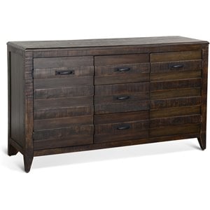 Pemberly Row Wood Dark Brown Dining Server Rectangular 60&quot Unassembled