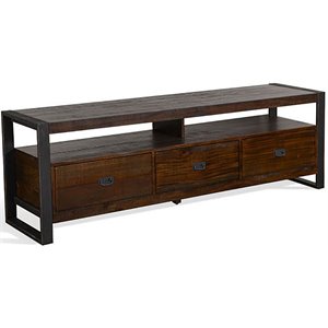 Pemberly Row 78&quot Transitional Wood TV Console in Tobacco Leaf