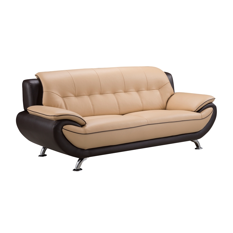 Pemberly Row Contemporary Yellow and Brown Color Genuine Leather