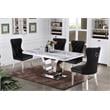 Pemberly Row White Marble 5 Piece Dining Set with Silver Stainless Steel Base