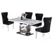 Pemberly Row White Marble 5 Piece Dining Set with Silver Stainless Steel Base