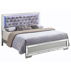 Pemberly Row Modern / Contemporary Queen Size Bed Silver Champagne